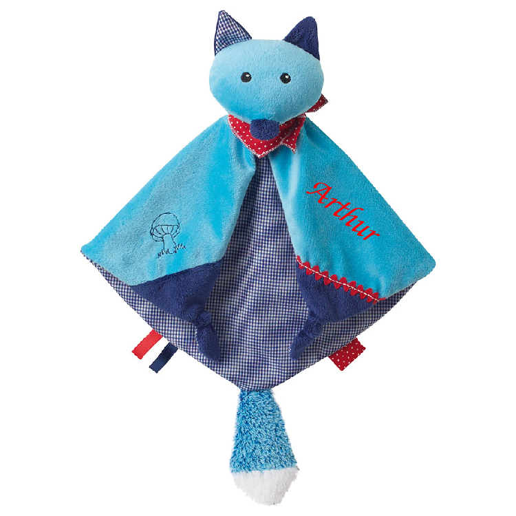  - renard bleu avec hochet - 30 cm 